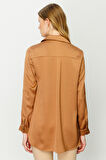 Ekol Gömlek Yaka Camel Kadın Bluz 23201013
