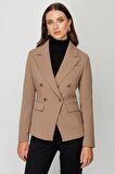 Ekol Kadın Blazer Düğmeli Ceket 4009 Camel