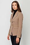 Ekol Kadın Blazer Düğmeli Ceket 4009 Camel