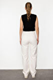 Ekol Kadın Yüksek Bel Bol Paça Kot Pantolon 3128 Ekru