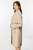 Ekol Büyük Beden Düğmeli Camel Kadın Pardösü 24EKL06542