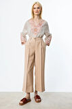 Ekol Kadın Tek Pile Bol Paça Pantolon 2106 Kum