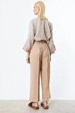Ekol Kadın Tek Pile Bol Paça Pantolon 2106 Kum
