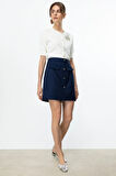 Ekol Kadın Süs Düğmeli Mini Etek 1020 Lacivert