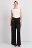 Ekol Kadın Cepleri Metal Aksesuarlı Beli Lastikli Pantolon 3348 Siyah