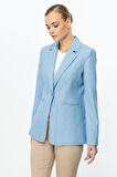 Ekol Kadın Dikiş Detaylı Süs Cepli Ceket 4134 Mavi