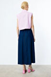 Ekol Kadın Beli Lastikli Pileli Etek 1056 Indigo