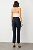 Ekol Kadın Yüksek Bel Detaylı Pamuklu Pantolon 2060 Lacivert