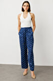 Ekol Kadın Beli Lastikli Desenli Pantolon 4244 Lacivert