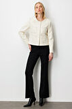 Ekol Kadın Pullu Şanel Ceket 5041 Ekru