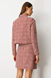 Ekol Kadın Düğmeli Tüvit Ceket 5045 Kırmızı