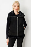 Ekol Kadın İçi Peluşlu Güderi Yelek 8501 Siyah