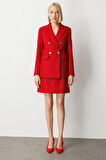 Ekol Kadın Kruvaze Yaka Kaşe Ceket 5069 Kırmızı