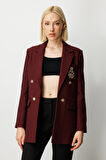 Ekol Kadın Önü Armalı Kapak Cepli Kaşe Ceket 5071 Bordo