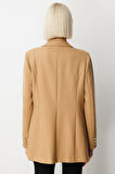 Ekol Kadın Önü Armalı Kapak Cepli Kaşe Ceket 5071 Camel