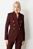 Ekol Kadın Kruvaze Yaka Kapak Cepli Ceket 5013 Bordo