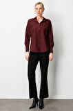 Ekol Kadın Polo Yaka Pamuklu Gömlek 3049 Bordo