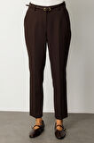 Ekol Kadın Beli Kemerli Dar Paça Pantolon 1013 Kahverengi