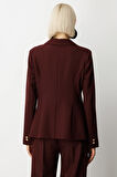 Ekol Kadın Omzu Vatkalı Düğme Aksesuarlı Ceket 5017 Bordo
