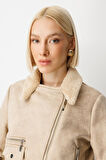Ekol Kadın Peluşlu Güderi Mont 8011 Kum