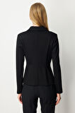 Ekol Kadın Kruvaze Yaka Çıtçıtlı Ceket 5155 Siyah