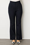 Ekol Kadın Büyük Beden Beli Kalın Lastikli İspanyol Paça Pantolon 1107 Lacivert