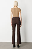 Ekol Kadın İspanyol Paça Yan Cepli Pantolon 5011 Kahverengi