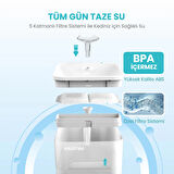 Haustier WF004 Akıllı Kedi Köpek Su Sebili Su Şelalesi Su Pınarı, UV Su Filtrelemeli - Smart Wifi - Tuya App, Ultra Sessiz, Beyaz