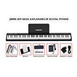 Jwin JDP-8830 Katlanabilir Bluetooth + Şarjlı Piyano - Siyah