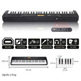 Jwin JTK-3600 61 Tuş Hassasiyetli 5 Oktav Org Seti - Siyah