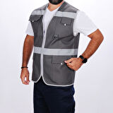 Formteks İşçi Çok Cepli Reflektörlü  Alet Yeleği Gri