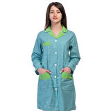 Formteks Temizlik Önlük Zefir Yeşil Beyaz Kareli