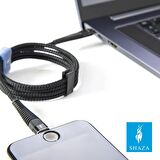 SHAZA Apple iPhone Lightning To TYPE-C PD 5A 100W Örgülü Hızlı Şarj ve Data Kablosu 3 Metre