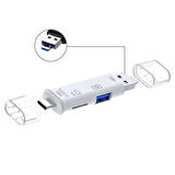 Shaza 5in1 Telefon ve Bilgisayar USB Type C Micro Kart Okuyucu OTG Beyaz