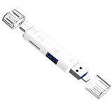 Shaza 5in1 Telefon ve Bilgisayar USB Type C Micro Kart Okuyucu OTG Beyaz