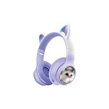 Sunix Wireless 5.3 Stereo Kedili Kulak Üstü Bluetooth Kulaklık Mor BLT-45