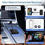 Hakopro Araç İçi Apple Cihazlar İle Uyumlu Kablosuz Carplay Adaptörü Wireless Carplay Çevirici Siyah