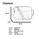 Classone WSM145 13-14 Su Geçirmez Kumaş Fermuar Macbook Ipad Laptop Çantası Bordo