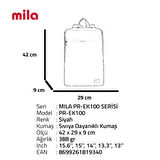 Classone Mila PR-EK106 15,6' Su Geçirmez Kumaş,Fermuar Notebook Sırt Çantası Pembe