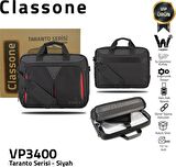 Classone Taranto VP3400 14"Su geçirmez kumaş , Laptop ,Notebook çÇantası-Siyah