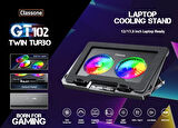 GT102 Gaming Laptop Soğutucu 2200rpm Rgb Işıklı Led Display Notebook Soğutucu Stand