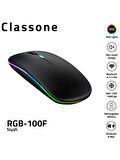 Classone RGB-100F Rgb Işıklı, Efektli, Silent-Sessiz, rf Kablosuz, Bluetooth Mouse - Siyah
