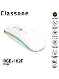 Classone RGB Işıklı RGB-102F, Kablosuz, Bluetooth Mouse Beyaz