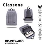 Classone BP-WTX406G 15,6" Su Geçirmez Kumaş Fermuar Notebook Laptop Sırt Çantası Gri