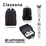 Classone BP-WTX-500SK 15,6" Su Geçirmez Kumaş Ve Fermuar NotebookLaptop Sırt Çantası Siyah Kırmızı