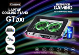 Classone Gaming GT200 Laptop Soğutucu Notebook Stand,10 RGB ışık kontrolü , 15.6 -17 inch , Hız kontrolü , 2 Büyük fan ,Telefon standı, 2 USB