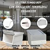 Technow Motek TCH-MT04 33 Litre Beyaz Gri Tekerlekli Tekli Organizer