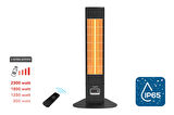 Single X Karbon Serisi IP65 Suya-Toza Dayanıklı 2300 W Siyah Uzaktan Kumandalı Dış Mekan Isıtıcı