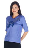 Kadın Lale/tulip Viskoz-lycra T-shirt Bluz