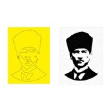 Mustafa Kemal Atatürk Kalpaklı 5 Adet Büyük Boy A4 Kum Boyama Kartı Seti-Red Castle KB-RC-059